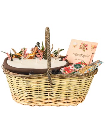 Senin İçin Hazırlandı - Natural Soya Wax Mum Hediye Sepeti
