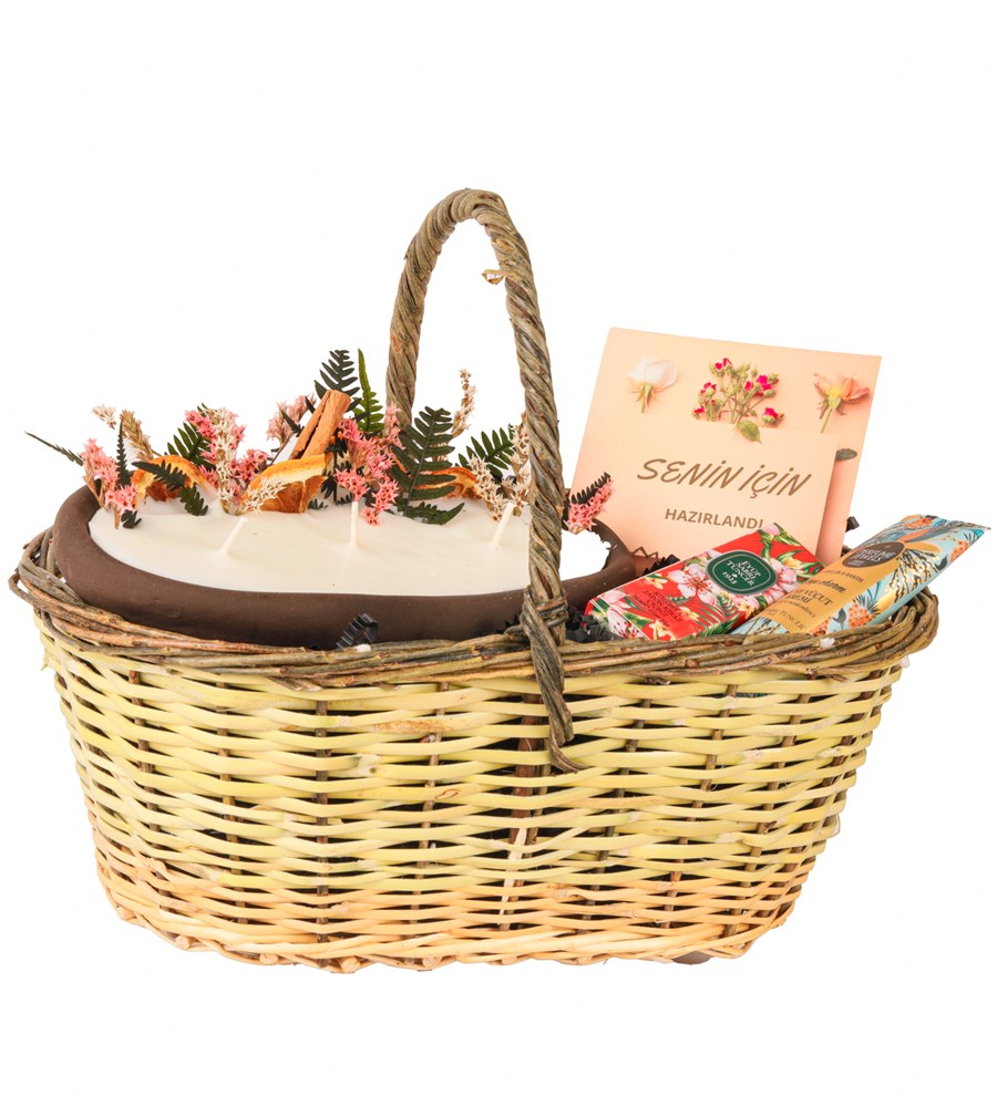 Senin İçin Hazırlandı - Natural Soya Wax Mum Hediye Sepeti