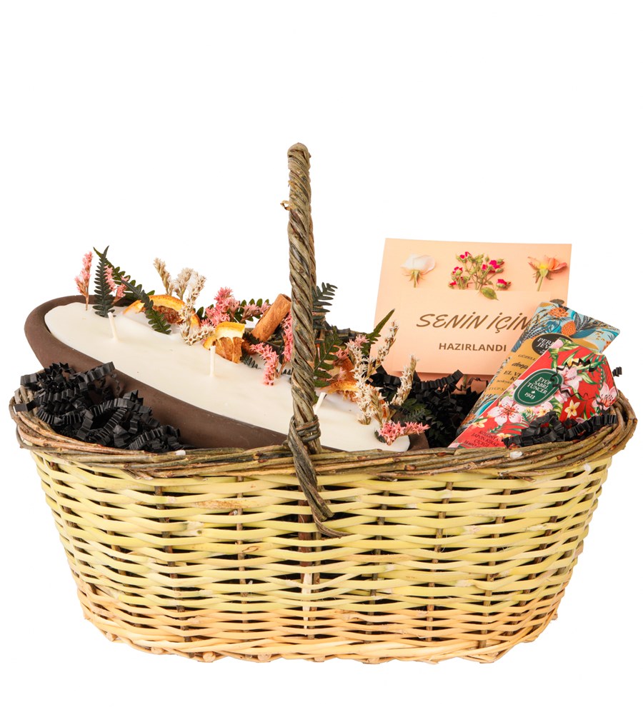 Senin İçin Hazırlandı - Natural Soya Wax Mum Hediye Sepeti