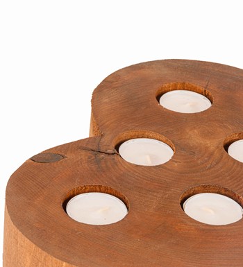 Ahşap Kalp 6'lı Tealight Mum