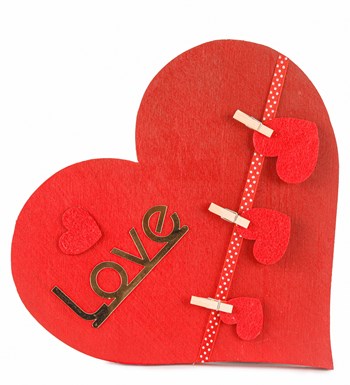 Keçe Kalpli Aynalı Love Yazılı Ahşap Tasarım