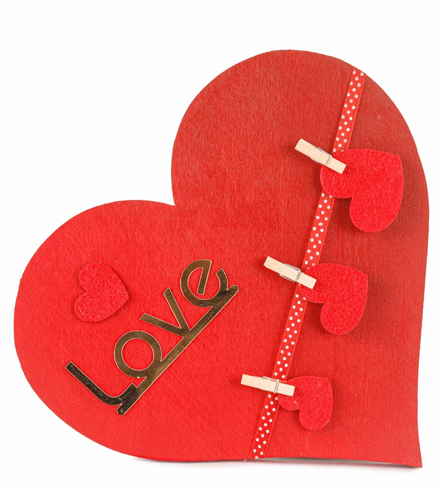 Keçe Kalpli Aynalı Love Yazılı Ahşap Tasarım