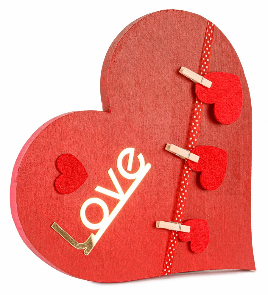 Keçe Kalpli Aynalı Love Yazılı Ahşap Tasarım