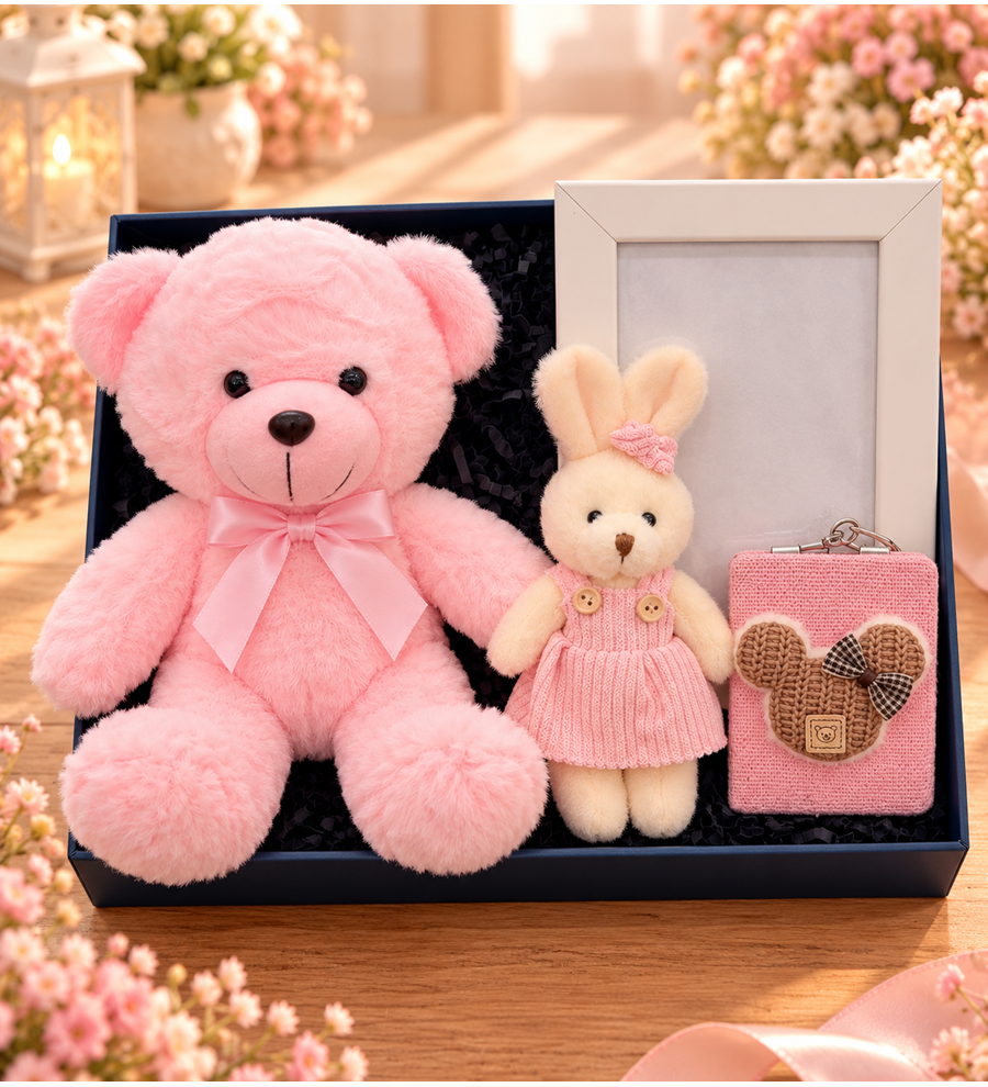 Çerçeve Peluş Oyuncak Ayna ve Anahtarlık Hediye Seti