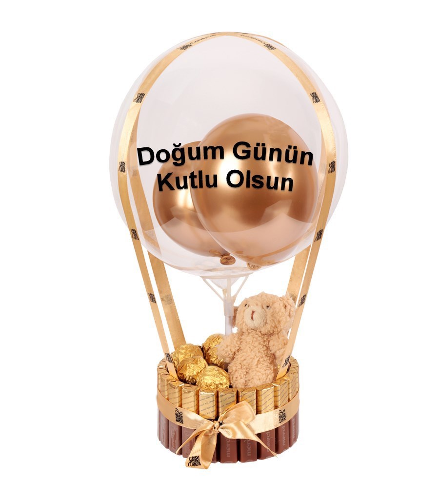 Merci Kaplı Balonlu Ferrero Peluşlu Gold Fındıklı Çikolata