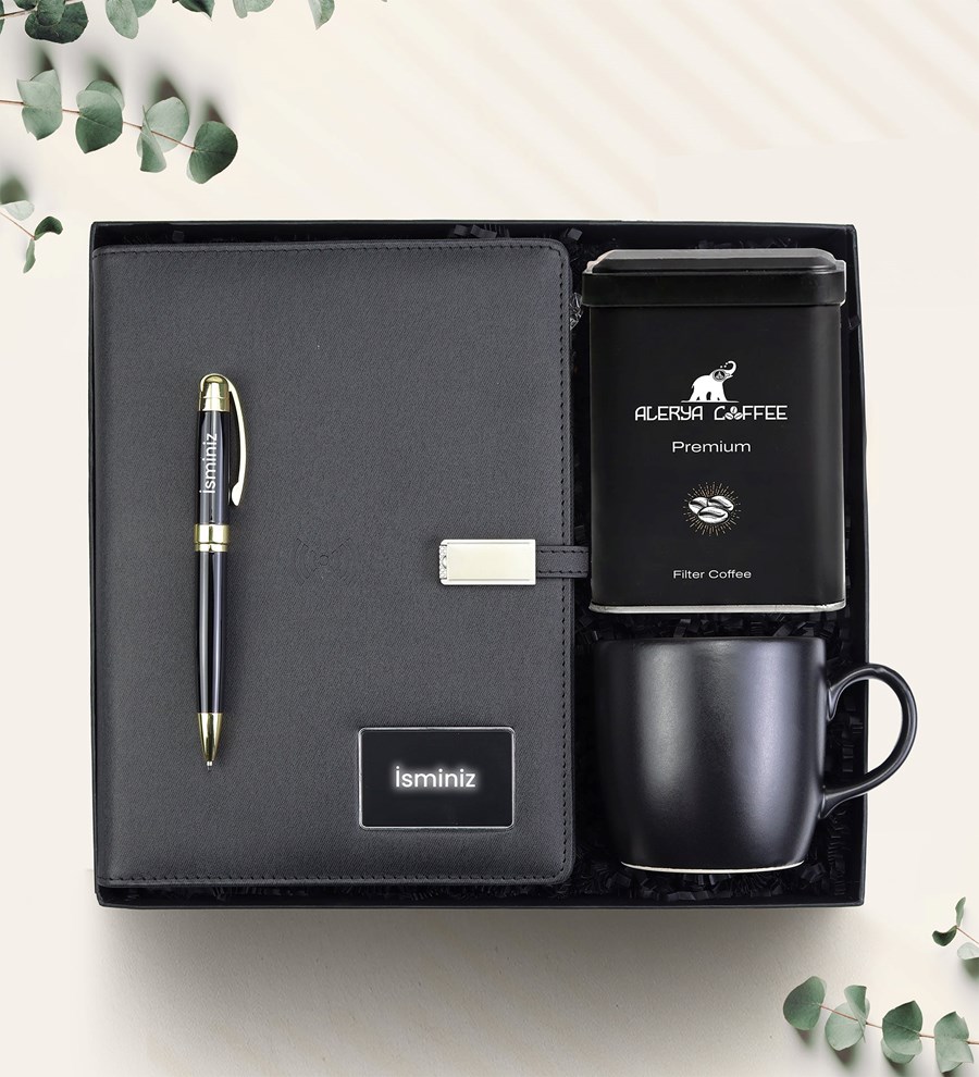 Powerbank Organizer Kalem Kahve Kupa Premium Hediye Seti