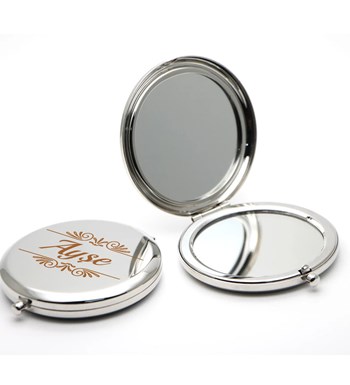 Kişiye Özel Kahverengi Makyaj Çantası & Tarak &  Makyaj Aynası