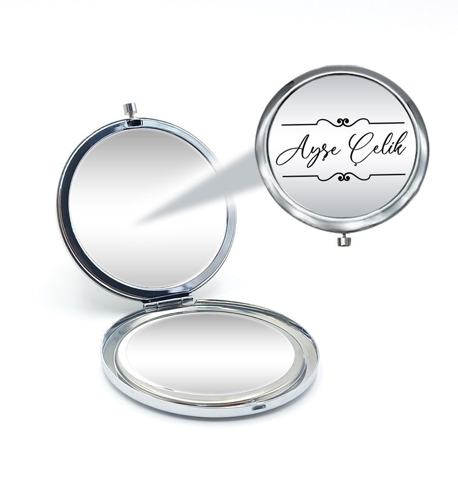 Kişiye Özel Ayna & Gümüş Kaplama Melek Kolye & Bardak Mum & Kokulu Sabun Hediye Seti