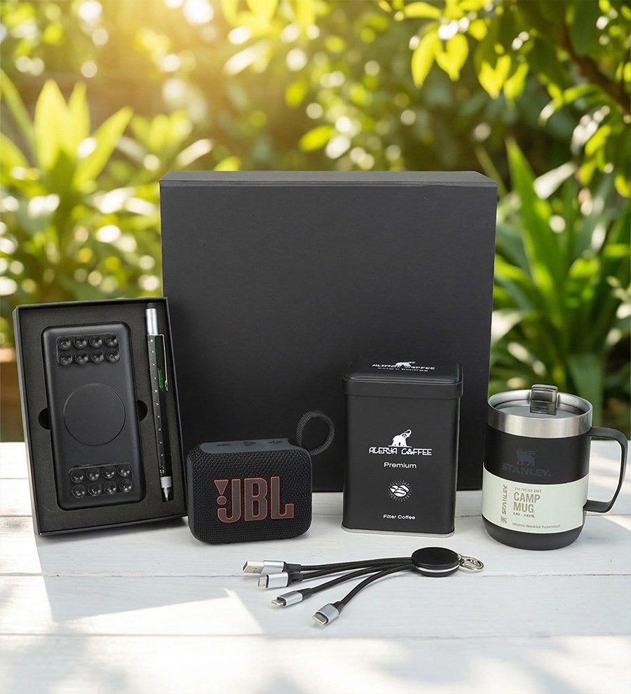 JBL Stanley Kamp Kupası Powerbank Çoklu Şarj Kablosu Mimar-Mühendis Kalemi Alerya Filtre Kahve Hediye Seti