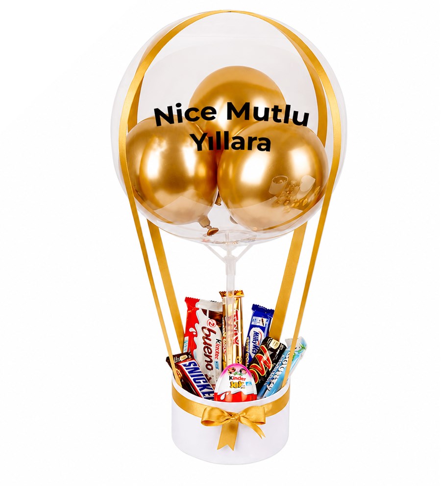 Balonlu Çikolata Beyaz Kutu Gold