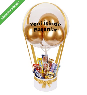 Balonlu Çikolata Kutusu v2 Beyaz Gold