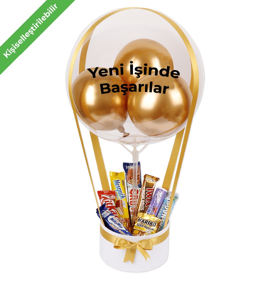 Balonlu Çikolata Kutusu v2 Beyaz Gold