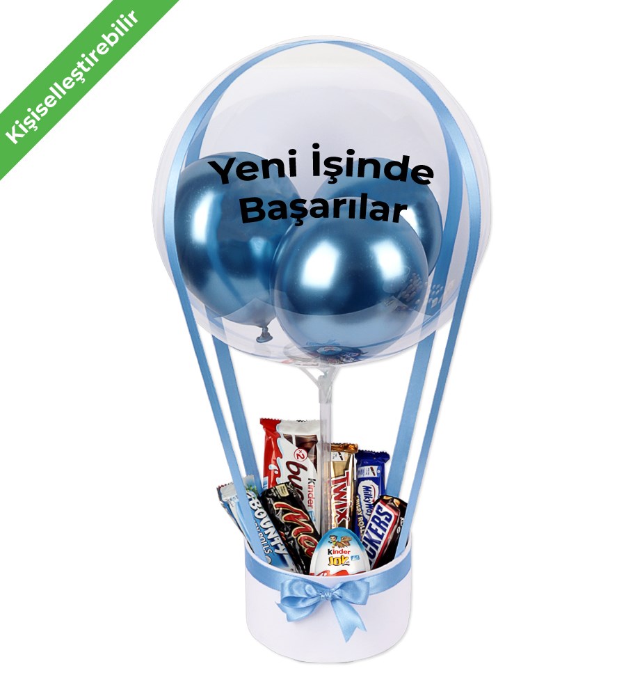 Balonlu Çikolata Mavi Kutu