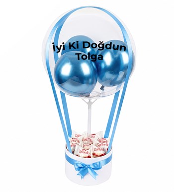 Lilyana Flowers - Balonlu Raffaello Çikolatalı Beyaz Kutu
