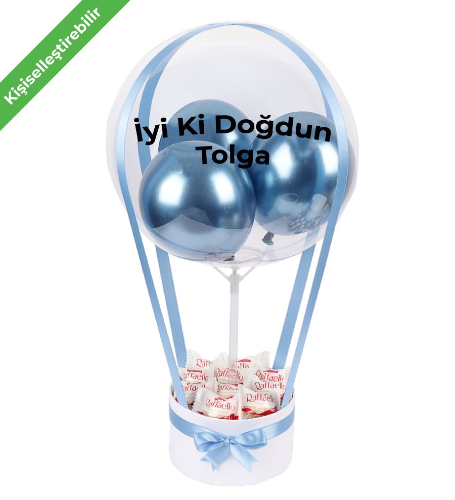 Balonlu Raffaello Çikolatalı Beyaz Kutu