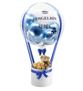Balonlu Rocher Çikolatalı Ayıcıklı Beyaz Kutu