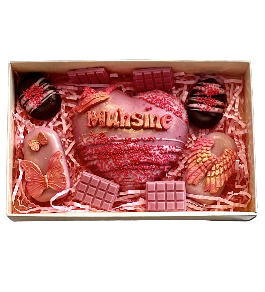 Pembe Heart Box Çikolata Kutusu