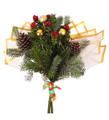 Lilyana Flowers – Yılbaşı Kokina Buketi Krem Gold