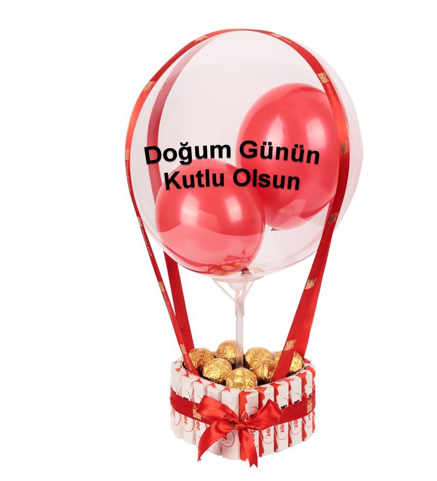 Kinder Kaplı Kalp Balonlu Gold Fındıklı Çikolata