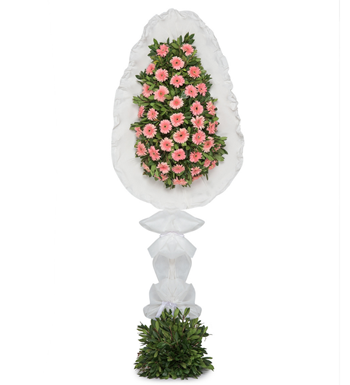 Pembe Gerbera Tek Katlı Çelenk