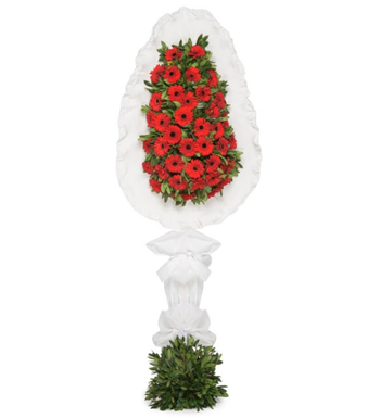 Kırmızı Gerbera Tek Katlı Çelenk
