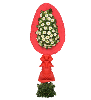 Beyaz Gerbera Tek Katlı Çelenk
