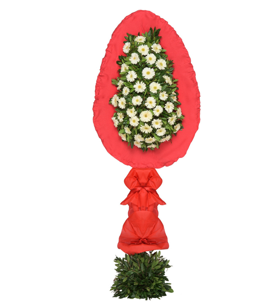 Beyaz Gerbera Tek Katlı Çelenk