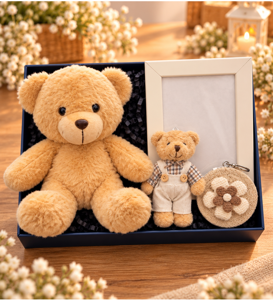 Çerçeve Peluş Oyuncak Ayna ve Anahtarlık Hediye Seti