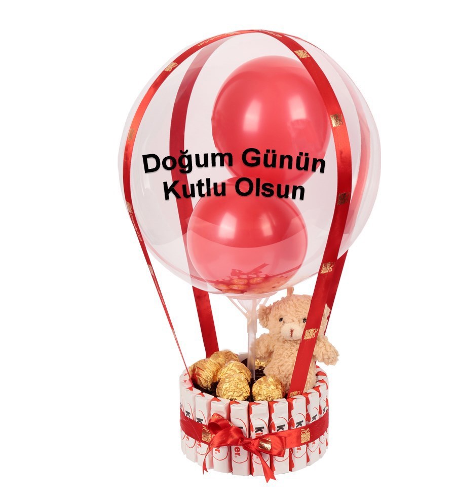 Kinder Kaplı Balonlu Peluşlu Gold Fındıklı Çikolata