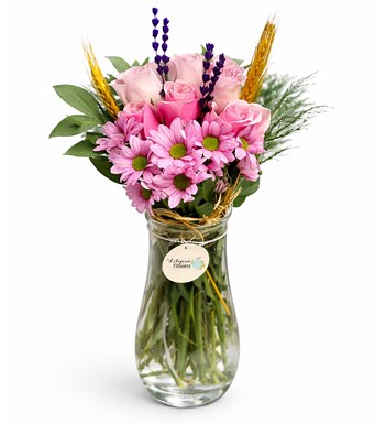 Lilyana Flowers - Vazoda Güller ve Pembe Papatya