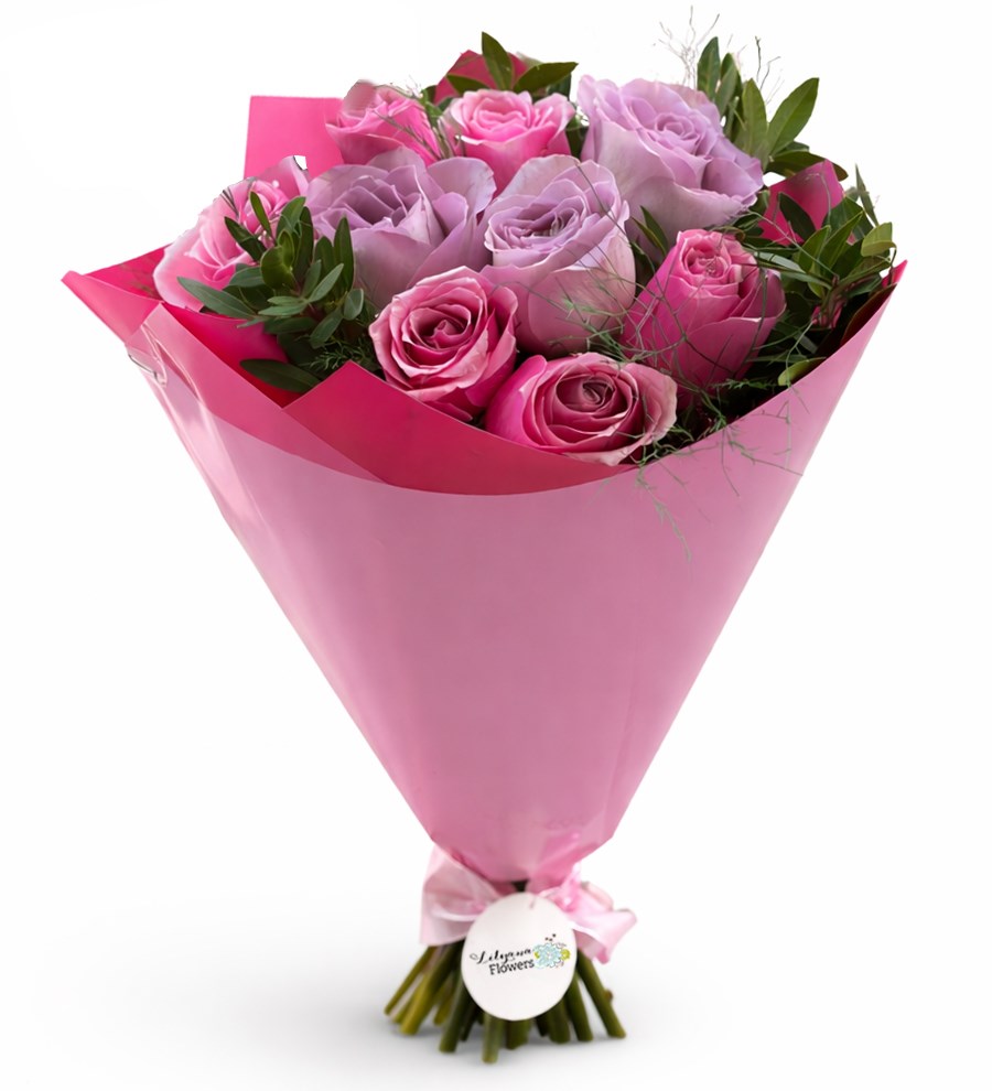 Pembe ve Lila Güller Buketi