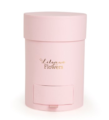 Lilyana Flowers - Yuvarlak Küçük Pembe Kutuda Macaronlu Pembe Beyaz Gül