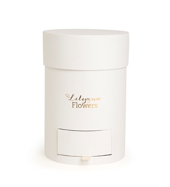 Lilyana Flowers - Yuvarlak Küçük Beyaz Kutuda Macaronlu Kırmızı Beyaz Gül