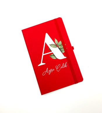 Lilyana Flowers - Sevgililer Günü Temalı Kişiye Özel Kırmızı Defter & Kırmızı Kupa & Beyaz Kalem Hediye Seti