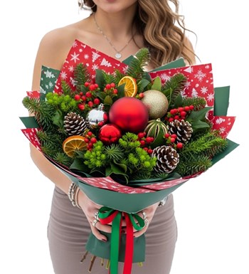 Lilyana Flowers - Karlı Kokina Yılbaşı Buketi – Yeni Yıl Çiçeği