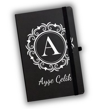 Kişiye Özel Siyah Bardak Termos & Defter & Plastik Kalem Hediye Seti