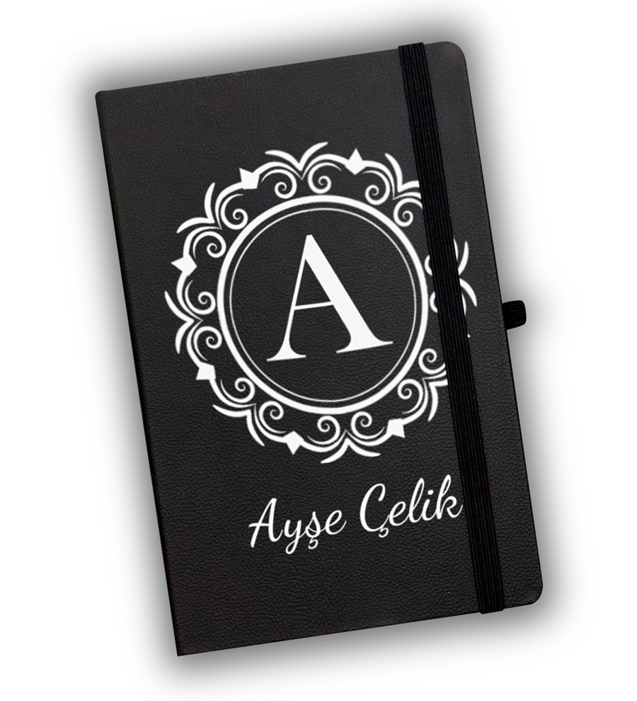 Kişiye Özel Siyah Bardak Termos & Defter & Plastik Kalem Hediye Seti