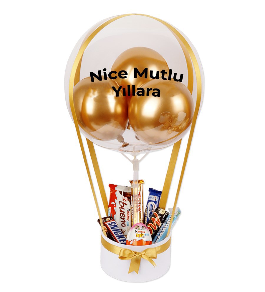Balonlu Çikolata Beyaz Kutu Gold