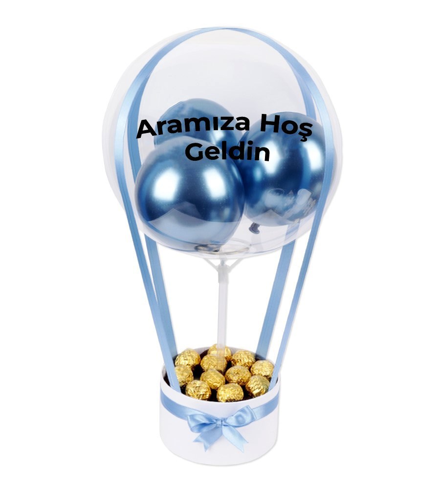 Balonlu Gold Fındıklı Çikolatalı Beyaz Kutu