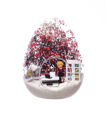 Teraryum Mini Yeni İş Kadın Sarışın Bordo Elbiseli-Cipsomiks