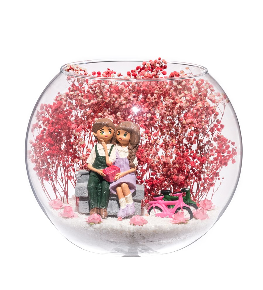 Teraryum Mutlu Aşıklar Yan Yana - Pembe - Lila Elbiseli