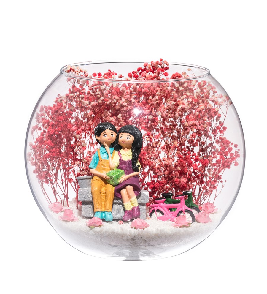 Teraryum Mutlu Aşıklar Yan Yana - Pembe - Mor Elbiseli