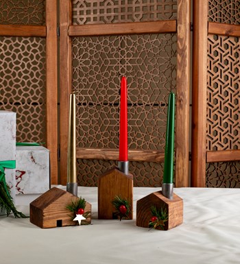 3'lü Şamdanlı Dekoratif Ev Figür