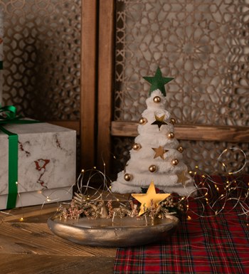 Dekoratif Peluş Çam Ağacı ve Dekor Saksıda Mum