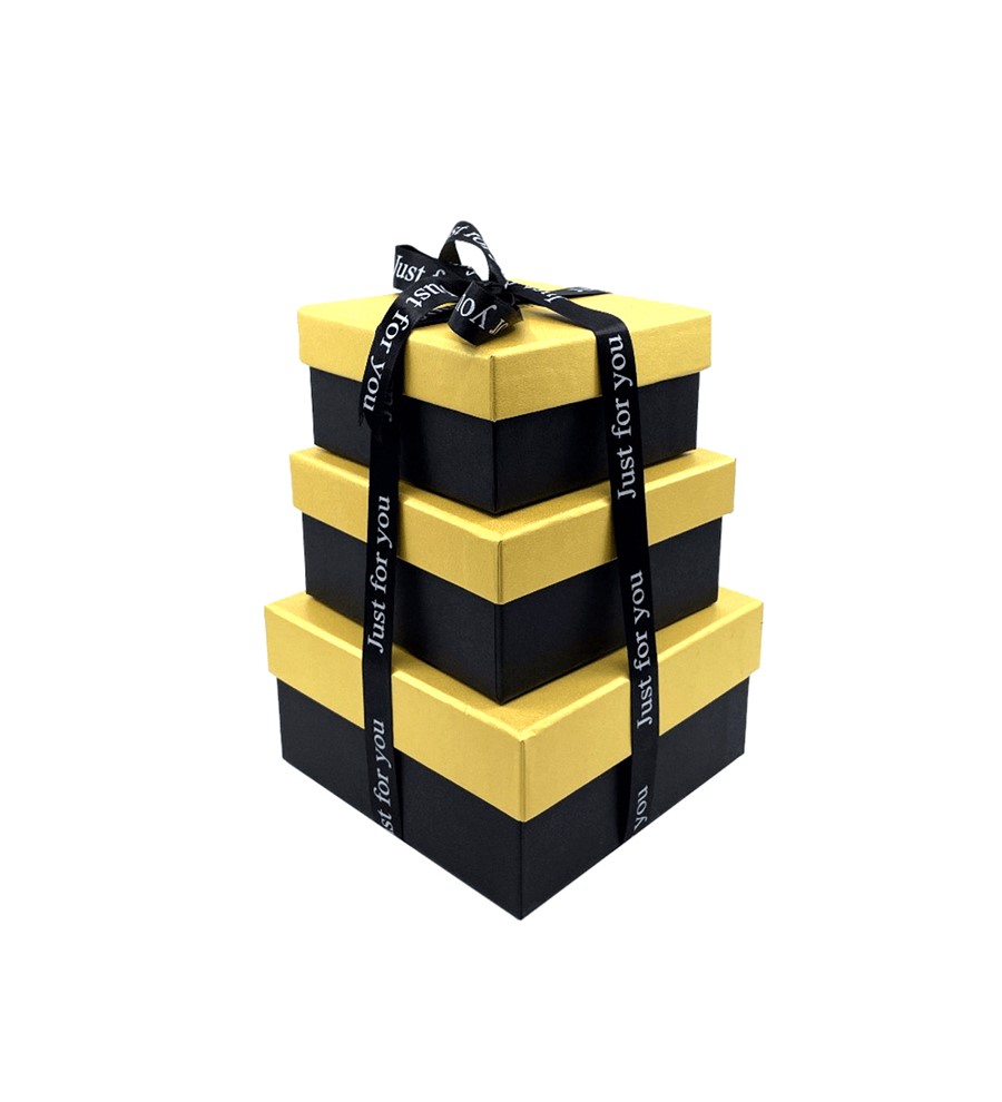 3lü Siyah Gold Kutuda Kırmızı Gül