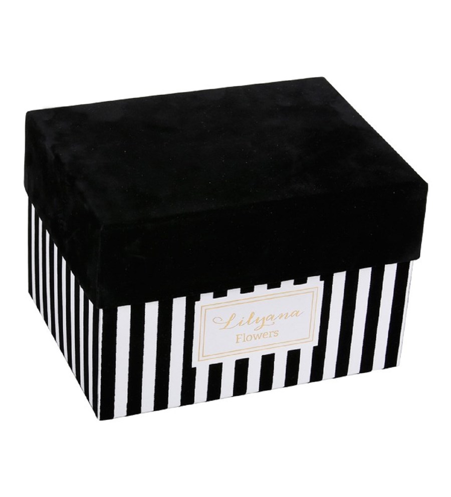 Kadife Çizgili Kutuda Renkli Güller