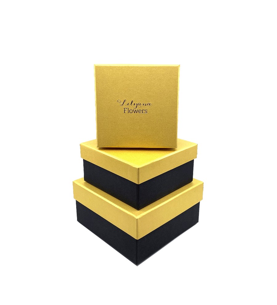 3lü Siyah Gold Kutuda Pembe Gül