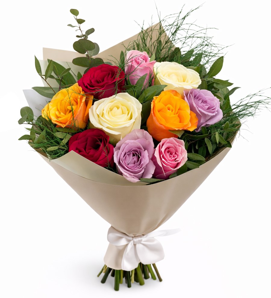 Karışık Renkli Güller Buketi