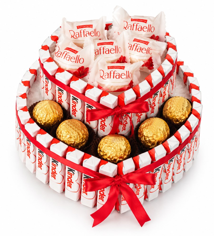 Kinder ve Raffaello Çift Katlı Çikolata Buketi