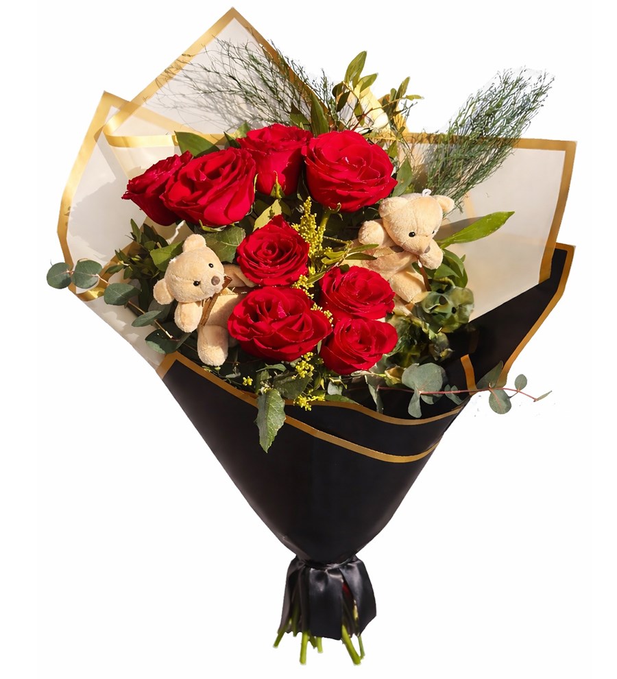 Kırmızı Gül Ayıcık Buketi